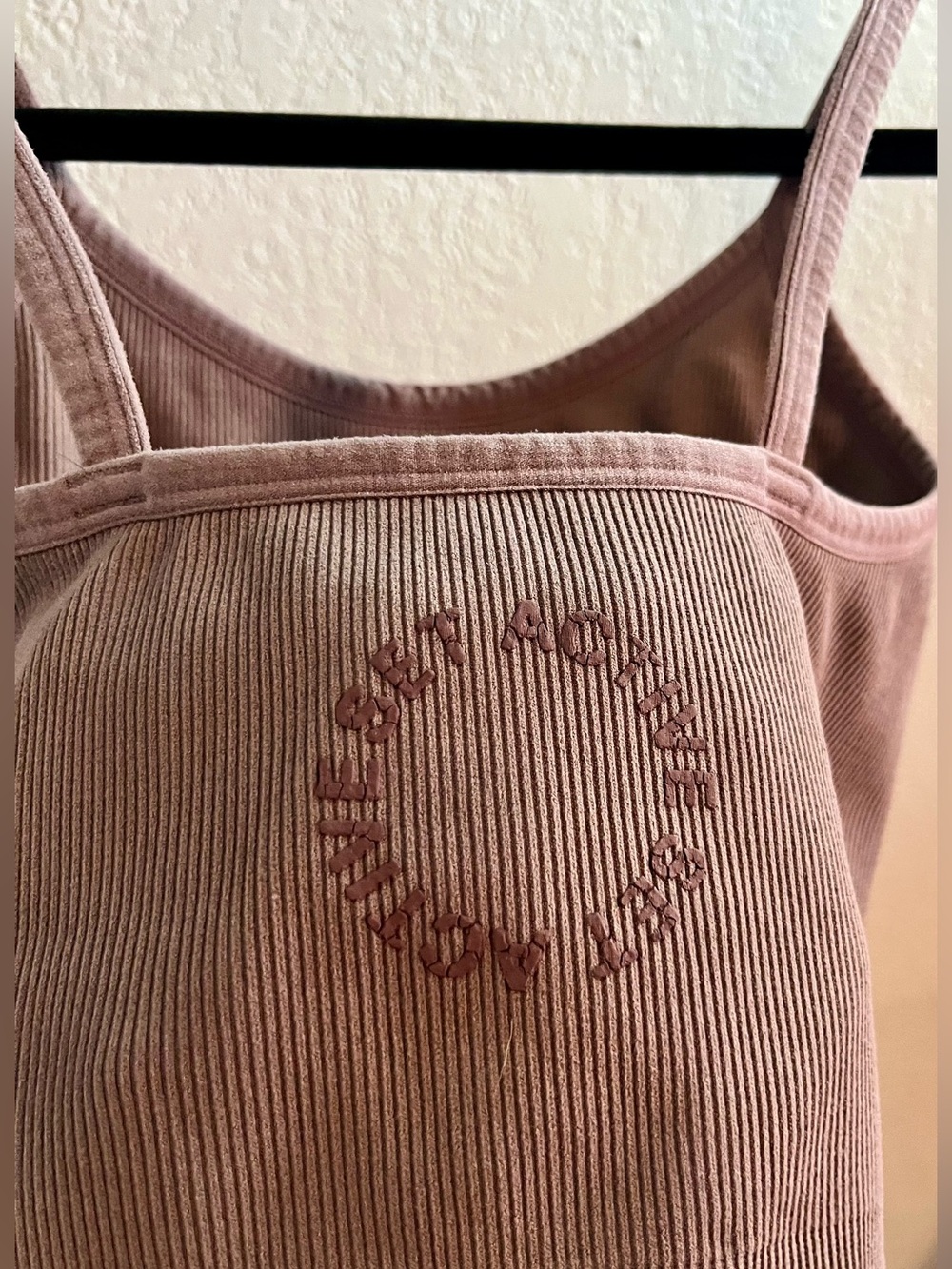 SET Active Dusty Rose Ribbed Tank with Circular Embroidered Logo